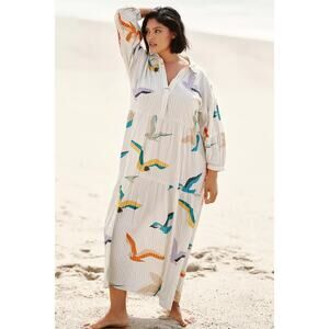 Celandine Anthropologie The Carolita Printed Tiered Shirt Dress Womens Large